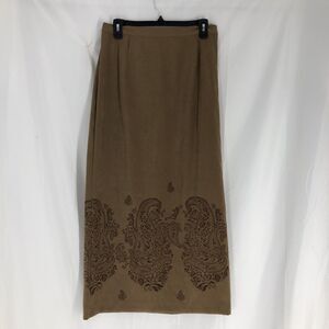 New Norton Studio Long Tan Skirt Size 12 Floral